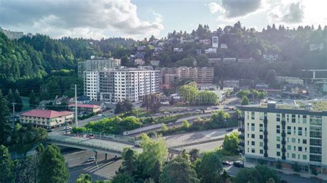 View of Modern Portland State University Dorms Next To Freeway 405 ...