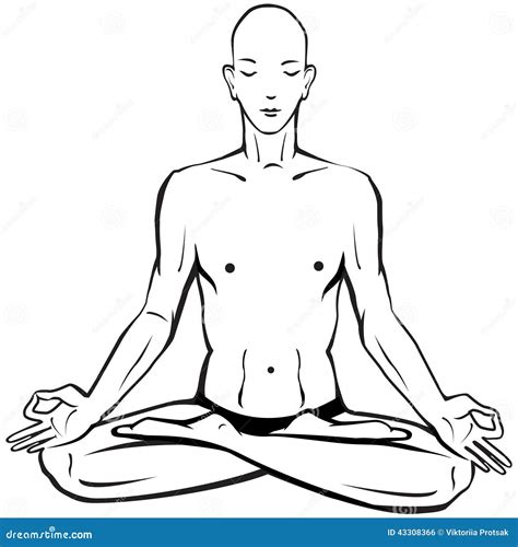 Man in Meditating and Doing Yoga Poses Stock Vector - Illustration of sketch, mantra: 43308366