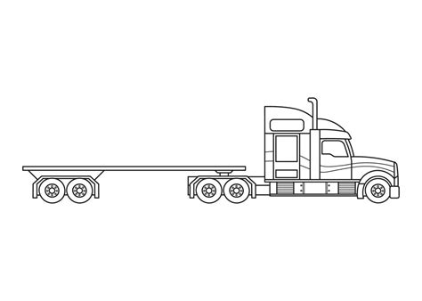 Hand drawn Vector illustration color children construction lowbed trailer truck 20044942 Vector ...