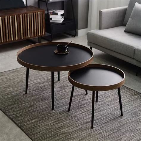 Round Black Nesting Coffee Tables / Knox Round Nesting Coffee Tables Set Of 2 - Black round ...