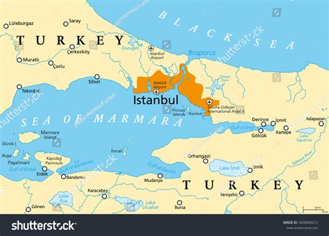 Bosporus Political Map Bosphorus Strait Istanbul Stock Vector (Royalty Free) 1828006013 ...