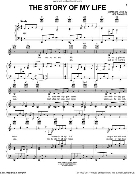 The Story Of My Life sheet music for voice, piano or guitar (PDF)