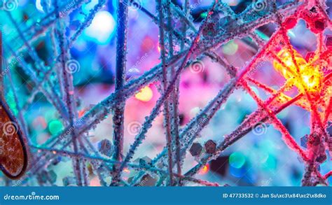 Abstract Christmas Tree and Ball Decorated with Bright Lights Stock Photo - Image of tree ...