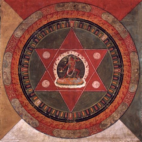 File:Painted 19th century Tibetan mandala of the Naropa tradition, Vajrayogini stands in the ...