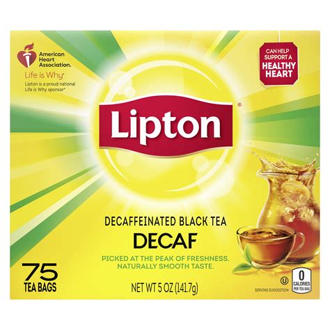 Lipton Black Tea, Caffeine-Free, Tea Bags 75 Count Box - Walmart.com