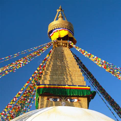 Boudha, Bodhnath or Boudhanath Stupa with Prayer Flags Stock Photo ...