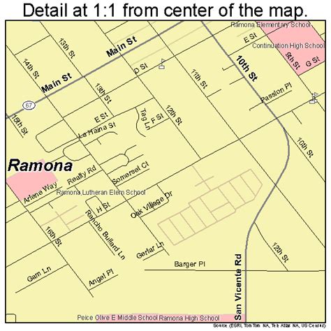 Ramona California Street Map 0659346