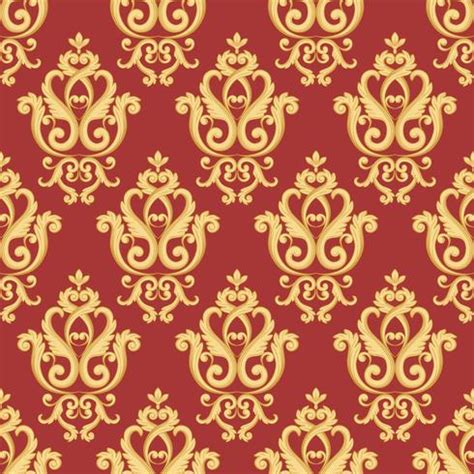 Seamless damask pattern. Gold and red texture 582533 Vector Art at Vecteezy