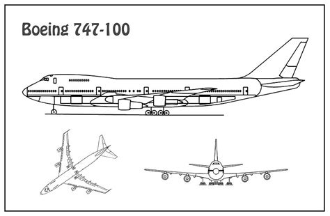 Boeing 747 - 100 - Airplane Blueprint. Drawing Plans or Schematics for ...