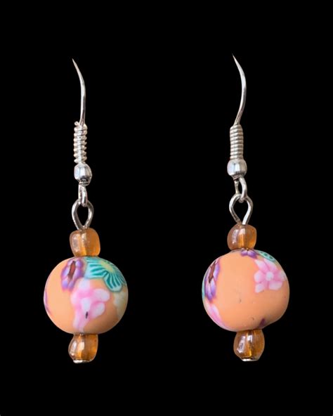 Polymer Clay Bead Earrings | Fun Flowered Design