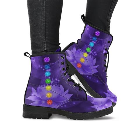 Purple Womens Boots | Vegan Leather Lace Up Printed Boots For Women