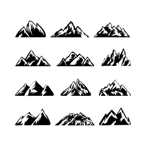 Black Mountains silhouette collection vector 24220767 Vector Art at ...