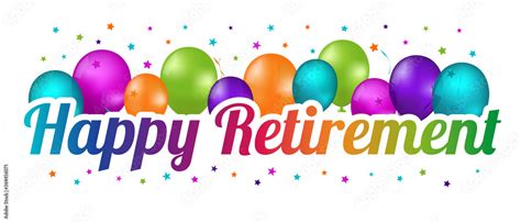 Happy Retirement Party Balloon Banner - Colorful Vector Illustration ...