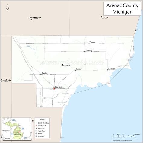 Arenac County Map, Michigan - Where is Located, Cities, Population ...