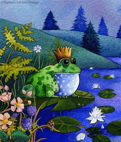 Frog Prince Illustration mounted print of original | Etsy