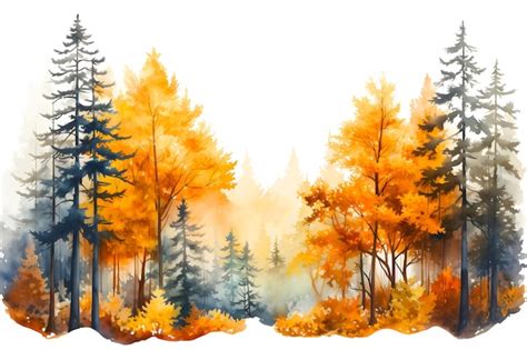 Premium AI Image | Forest in autumn Watercolor Fall Landscape