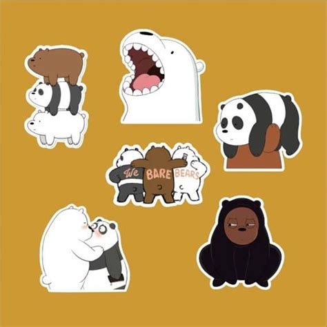 We Bare Bears, Set of 6, Decal, Laptop, Sticker, Waterproof, Car ...