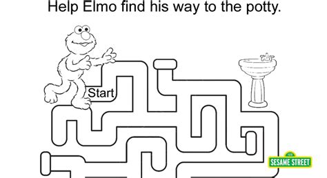 Elmo's Potty Maze Printable | Sesame Street | PBS LearningMedia