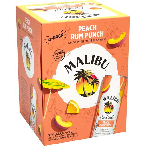 Malibu Peach Rum Punch 4-Pack - 355ML | Bremers Wine and Liquor