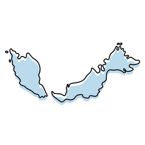 Premium Vector | Stylized simple outline map of Malaysia icon. Blue ...