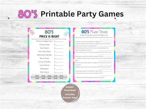 80s Party Games Printable, 80s Theme Party Games, 80s Music Movie Trivia, 90s Trivia, 1980s ...