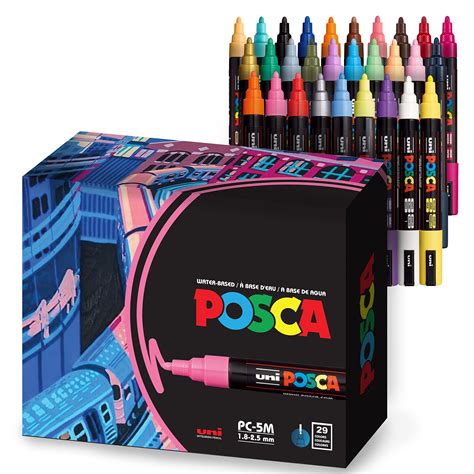 Buy 29 Posca Paint Markers, 5M Medium Posca Markers with Reversible ...