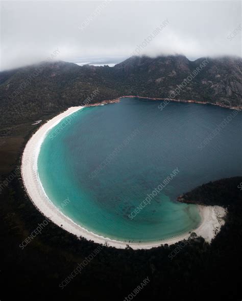 Aerial view of Wineglass Bay, Tasmania, Australia - Stock Image - F039 ...