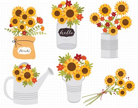 Autumn Sunflowers Clipart, SVG | Clip art, Sunflower clipart, Perler bead patterns