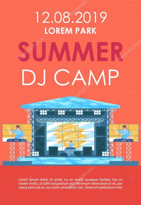 "Plantilla de folleto del campamento de DJ de verano. Folleto en ...
