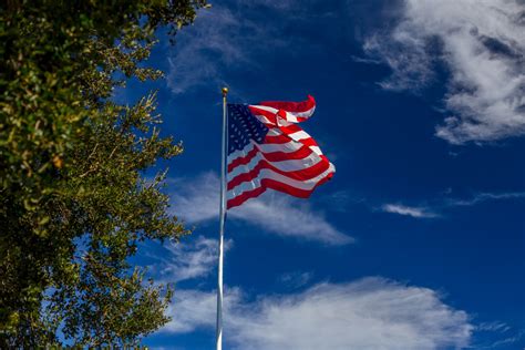 Free Images : cloud, wind, flag pole, blue sky, american, patriotic, sunny day, flag of the ...