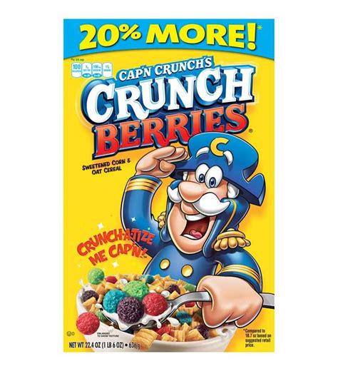 Cap'n Crunch Breakfast Cereal, Crunch Berries, 22.4 oz Box