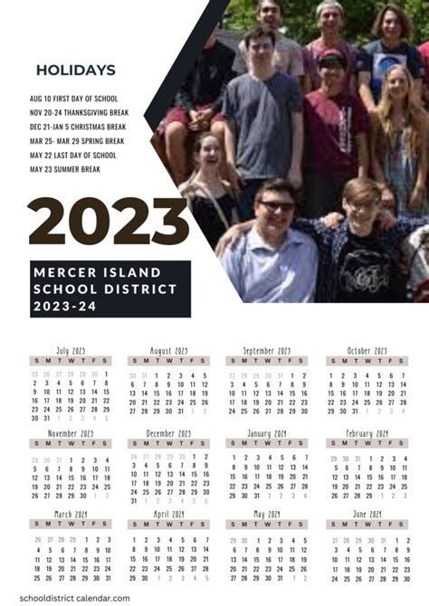 Mercer Island School District Calendar Holidays 2023-2024