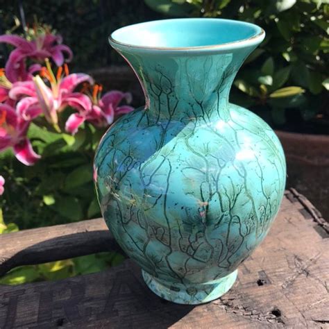 Delft Turquoise Marbled Effect Porcelain Vase Bulbous Shape | Etsy