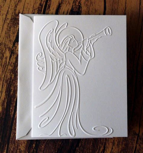 Angel Christmas Cards Set of 5 White Embossed Christmas | Etsy