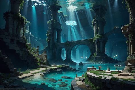 Premium AI Image | Underwater Atlantis Gala Ancient Ruins Mythical ...