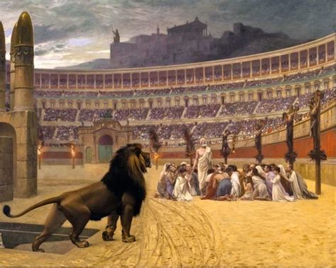 CHRISTIAN MARTYRS IN ROMAN COLOSSEUM W LIONS PAINTING ROME ART REAL CANVAS PRINT | eBay ...