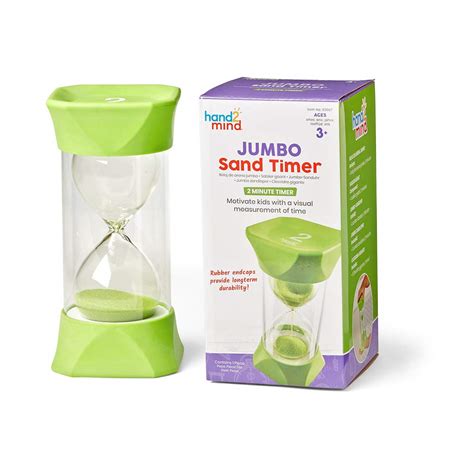 hand2mind Green Jumbo Sand Timers, 2 Minute Sand Timer, Hourglass Sand Timer with Soft Rubber ...