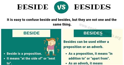 BESIDE or BESIDES: How to Use Beside vs Besides Correctly? - Confused Words English Phrases ...