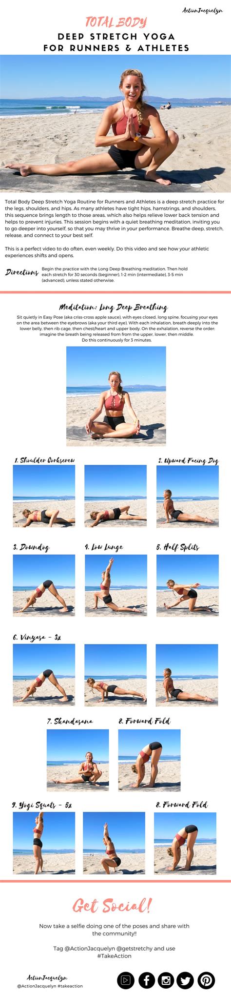 20 Min Total Body Deep Stretch Yoga Routine for Runners and Athletes + FREE Printable ...