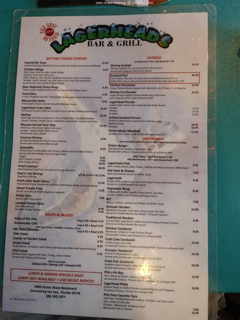 Online Menu of Lagerheads Bar & Grill Restaurant, Ormond Beach, Florida, 32176 - Zmenu