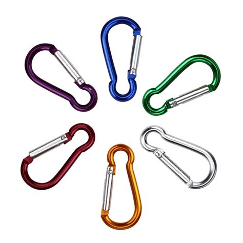 New 2pcs Aluminum Alloy D Carabiner Spring Snap Clip Hooks Keychain Climbing Carabiner Hooks ...