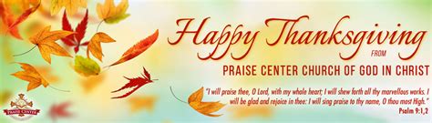 Happy Thanksgiving! - Praise Center Church Of God In Christ