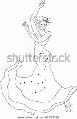 Coloring Page Flamenco Dancer Stock Illustration 462477550  Shutterstock sketch template