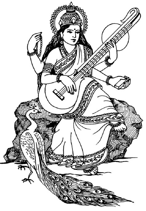 Goddess Saraswati Coloring Pages - Manuel Silver's Coloring Pages