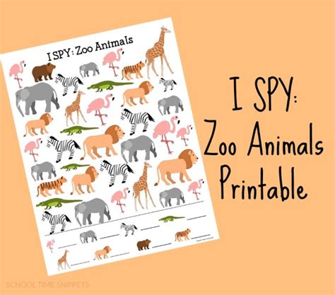 zoo animals i spy free printable school time snippets - zoo theme i spy ...