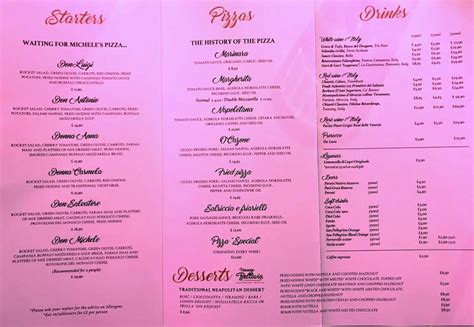 Menu at L'Antica Pizzeria da Michele, London, 199 Baker St