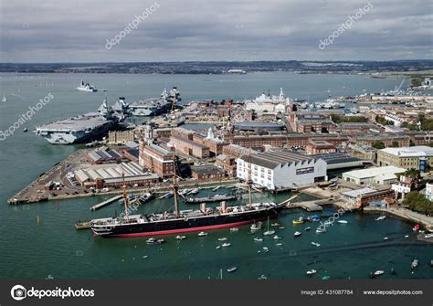 Aerial View Royal Navy Dockyard Portsmouth Hampshire Sunny Summer Day Stock Photo by ©BasPhoto ...