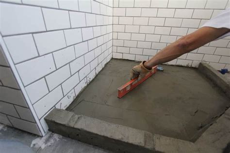 leveling mortar on bathroom shower pan floor #bathroomshowerplans | Custom tile shower, Shower ...