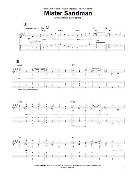 Mister Sandman by The Chordettes - Guitar Tab - Guitar Instructor