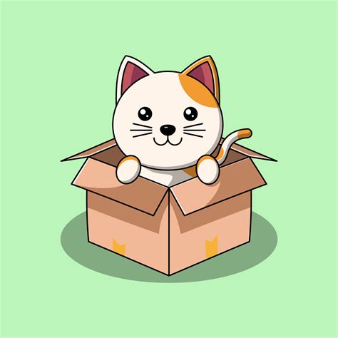 Cute cat in a cardboard box vector illustration 5414858 Vector Art at Vecteezy